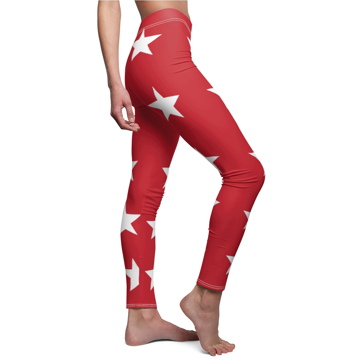 Charisma Girls Star Design Number 1 on Red Women's Cut & Sew Casual Leggings (AOP)