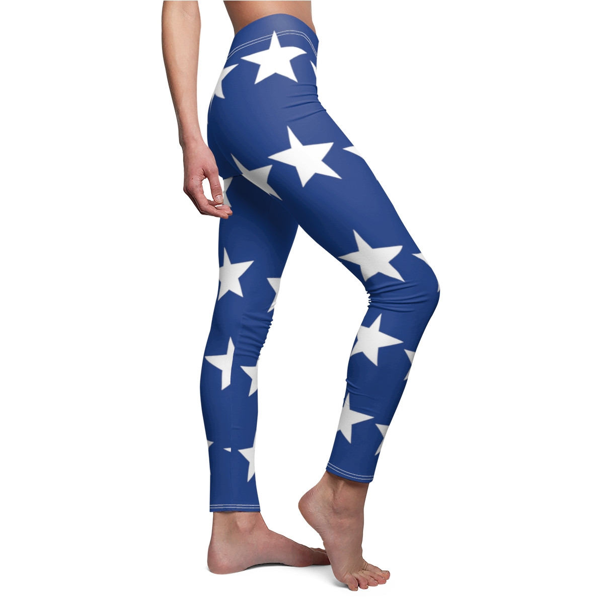 Charisma Girls Patriot Stars on Blue Women's Cut & Sew Casual Leggings (AOP)