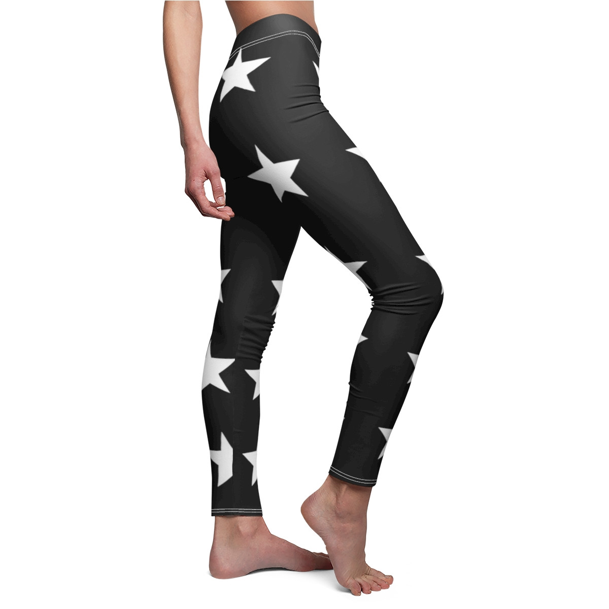 Charisma Girls Star Design On Black Women's Cut & Sew Casual Leggings (AOP)