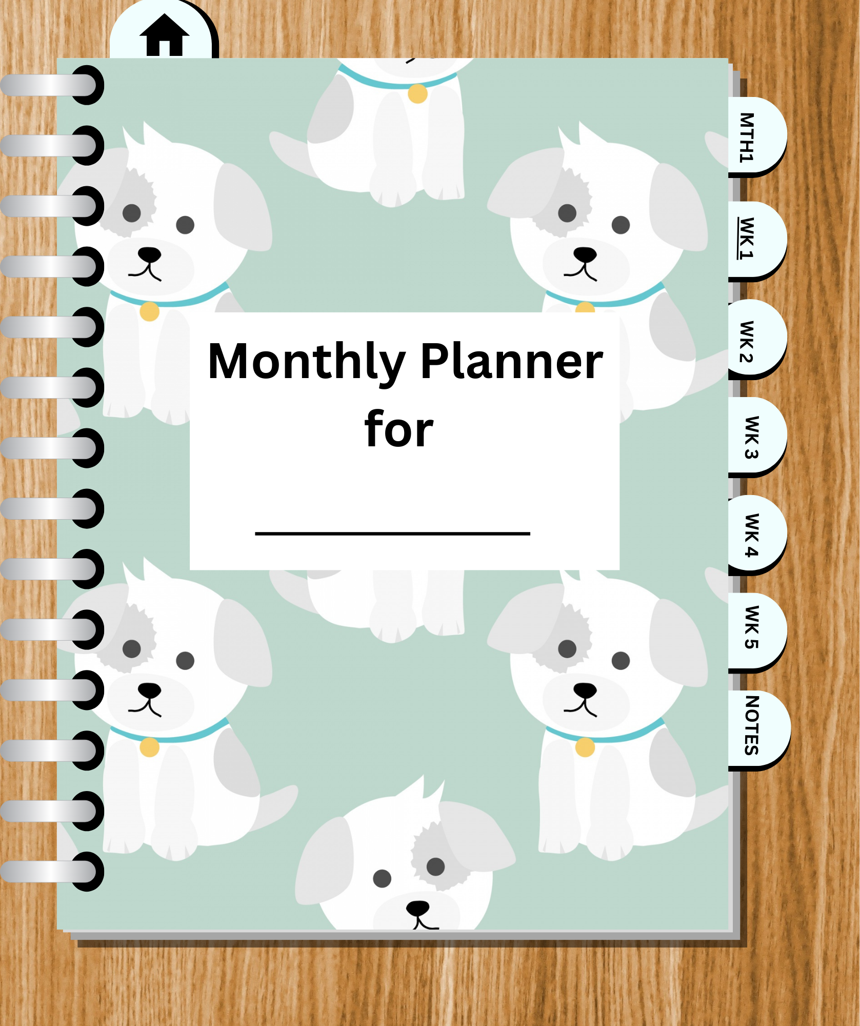 Undated Monthly Digital Planner with Clickable Tabs