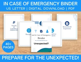 In Case of Emergency Binder - Fillable with Clickable Table of Contents
