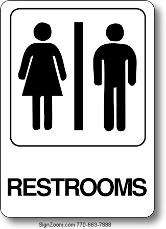 RESTROOMS Sign