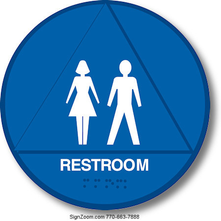 CALIFORNIA TITLE 24 UNISEX RESTROOM - BLUE ROUND Sign