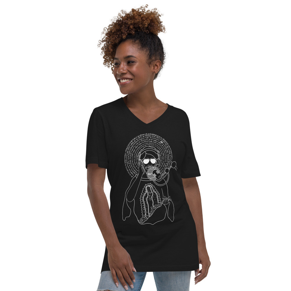 Unisex Short Sleeve V-Neck JD Nican Mopohua T-Shirt