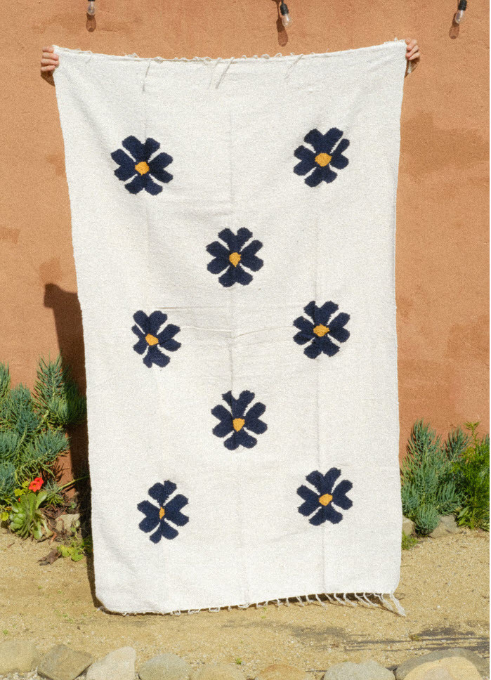 Flora Navy Throw