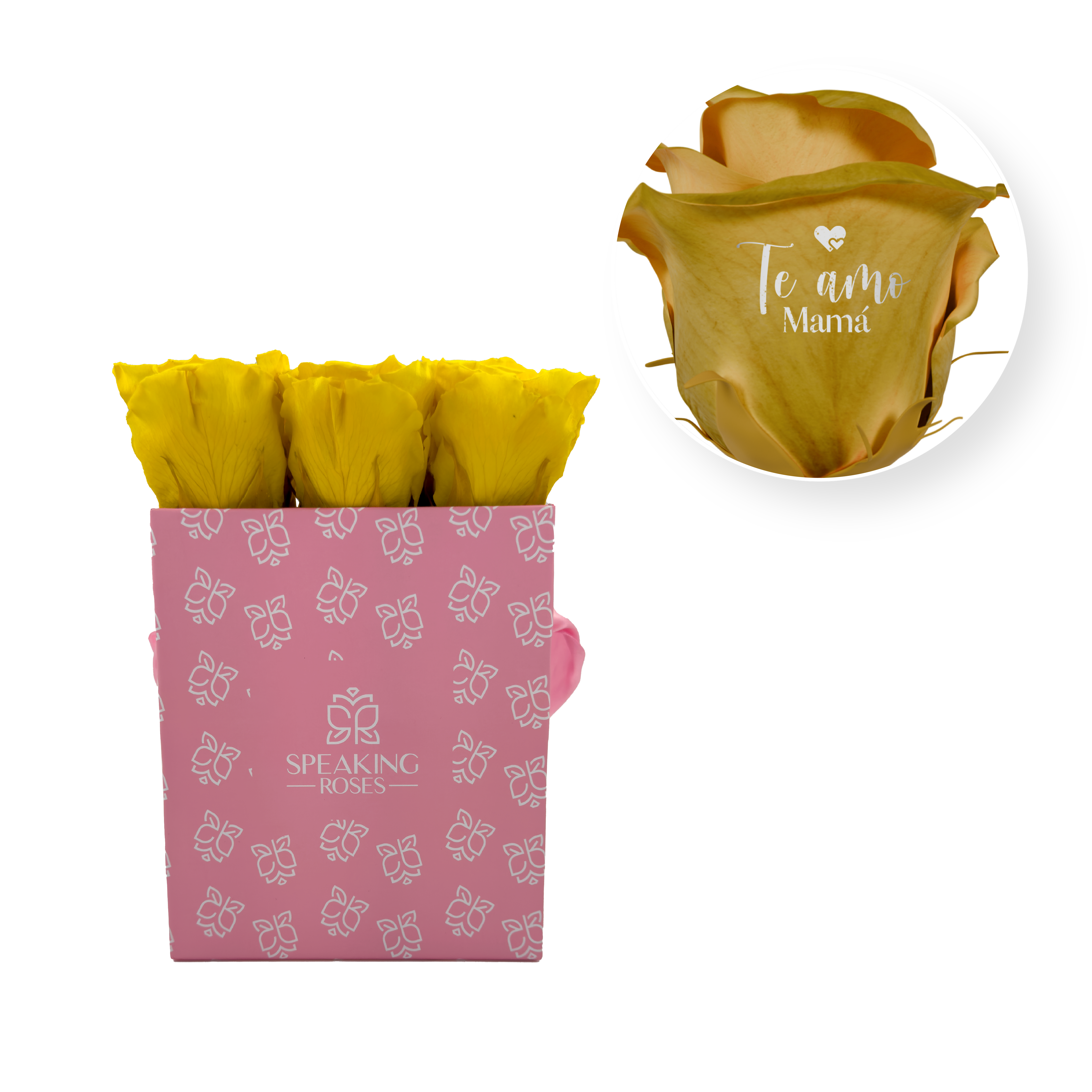 Te amo mamá - Square Paper Box (9 Preserved Rose Heads)
