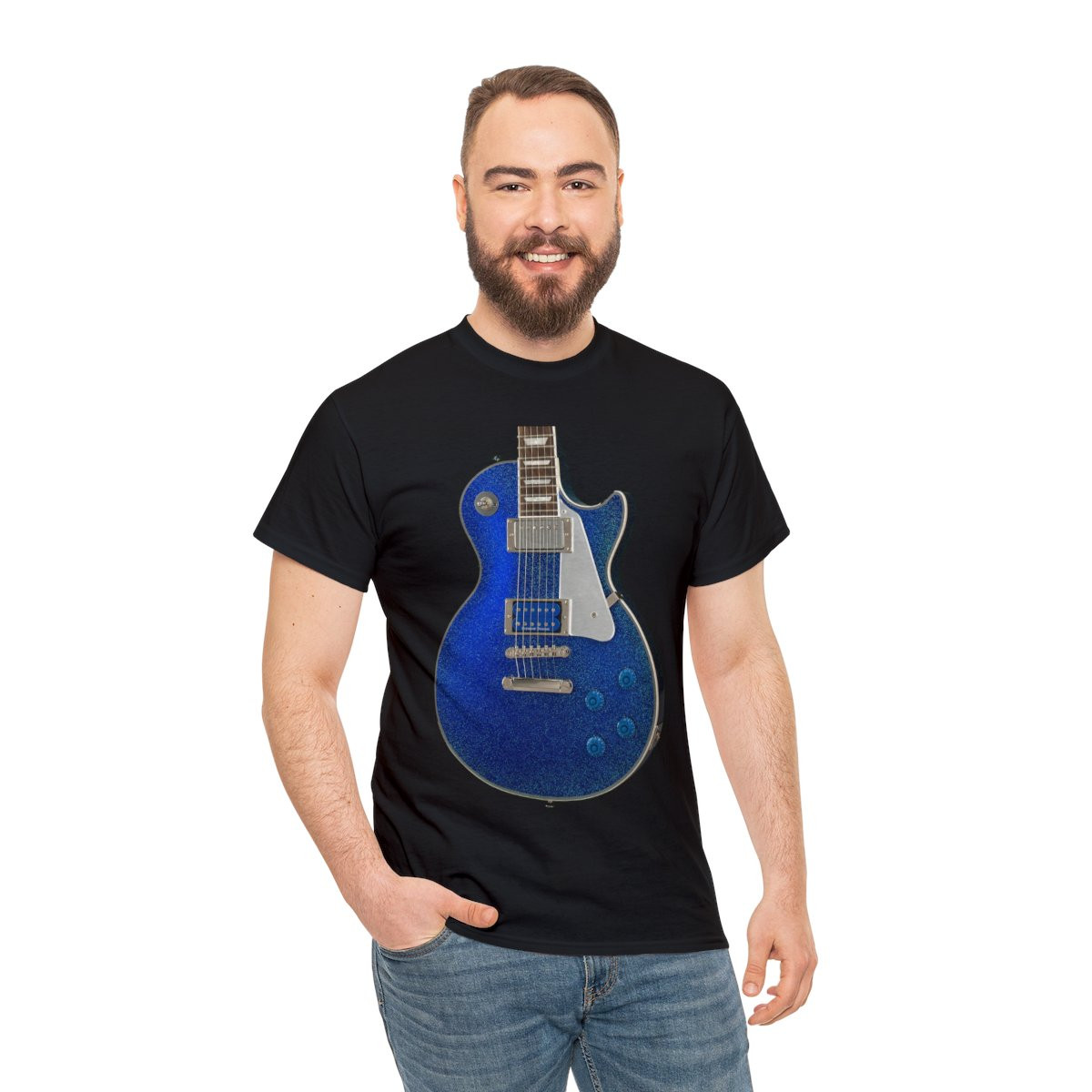 KISS Tommy Thayer's Blue Glitter LP Guitar Men's Short Sleeve Tee