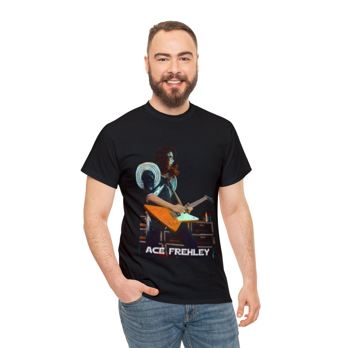 ACE FREHLEY rare shot with explorer unisex Short Sleeve Tee