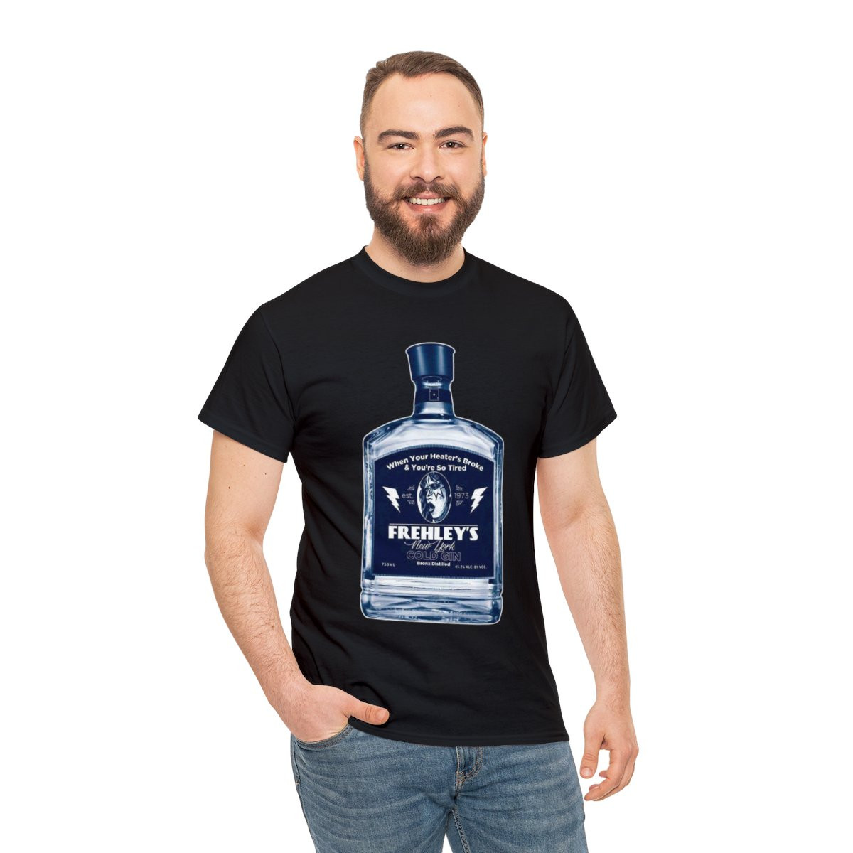 KISS Ace Frehley Bottle of Frehley's Cold Gin  unisex  Short Sleeve Tee