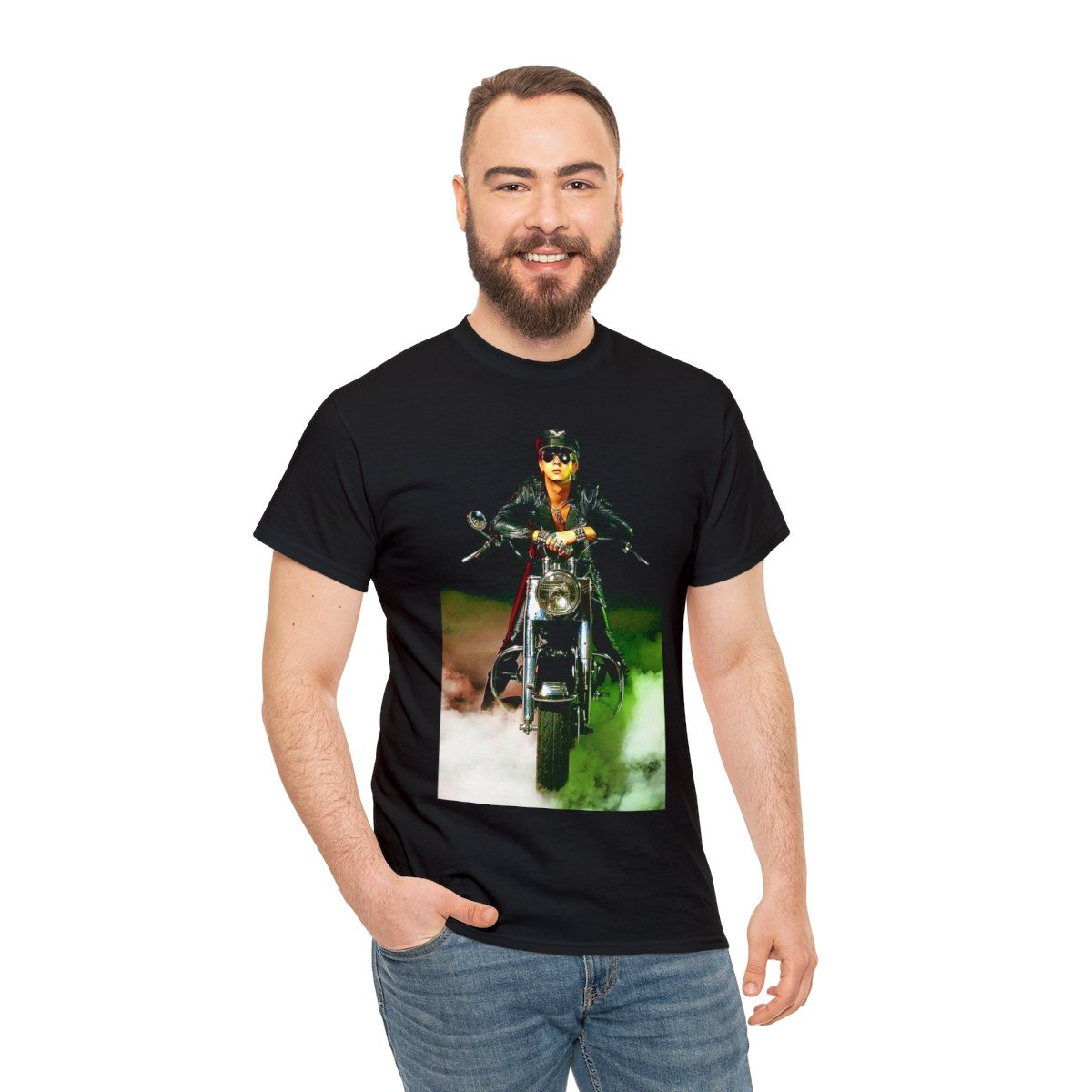 Rob Halford of Judas Priest on a Harley unisex short Sleeve Tee