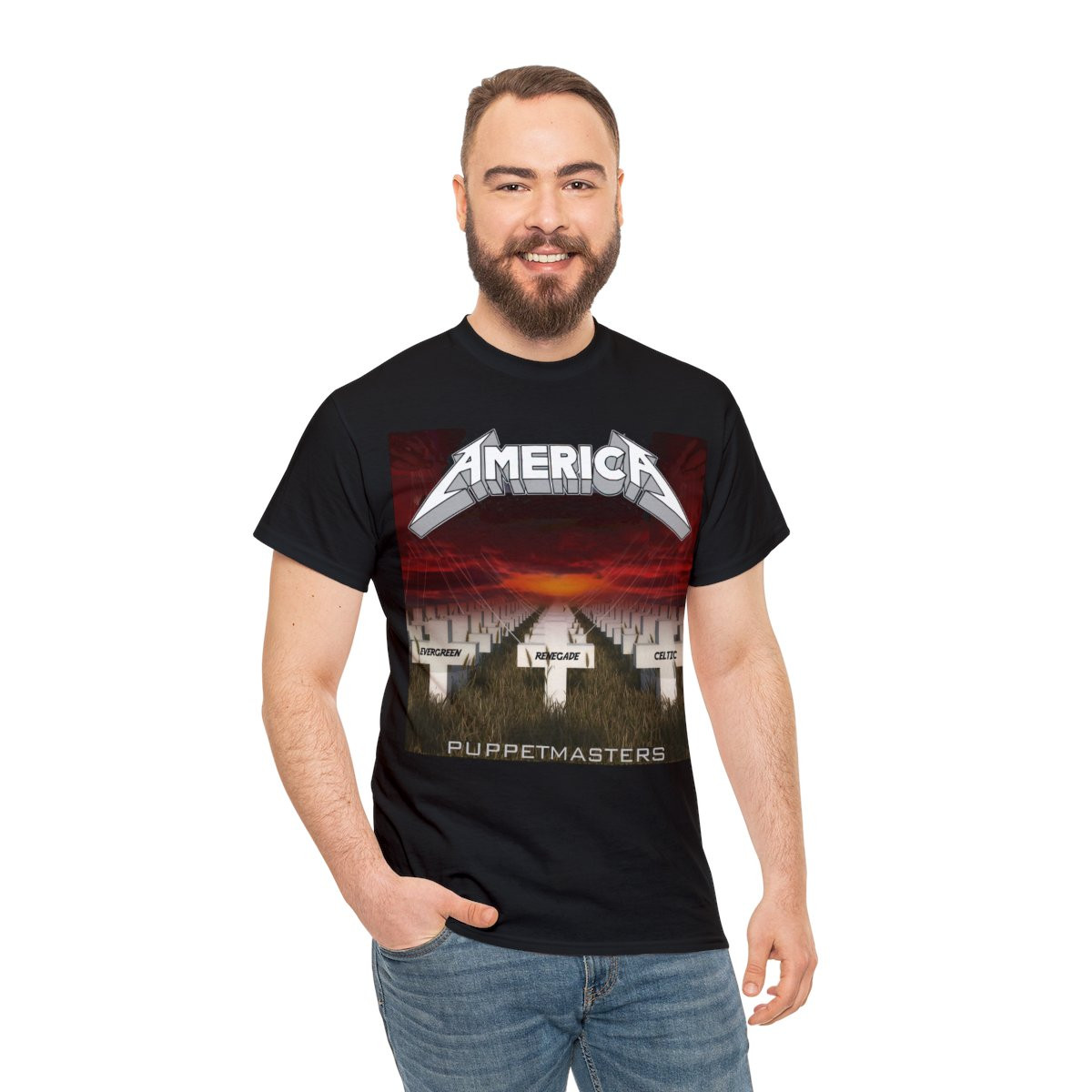 America Puppetmasters Metallica parody red unisex short Sleeve Tee