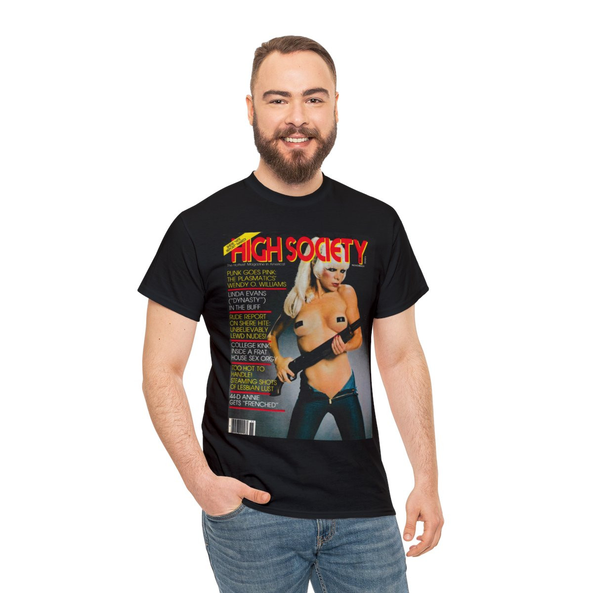 PLASMATICS Wendy O. on the cover of High Society unisexx Short Sleeve Tee