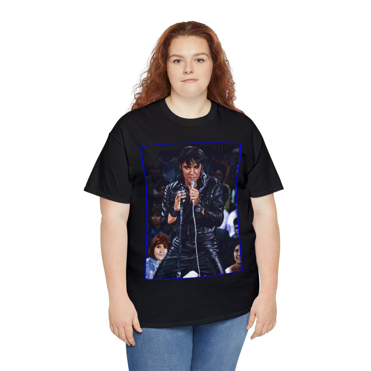 ELVIS in Black Leather unisex Short Sleeve Tee