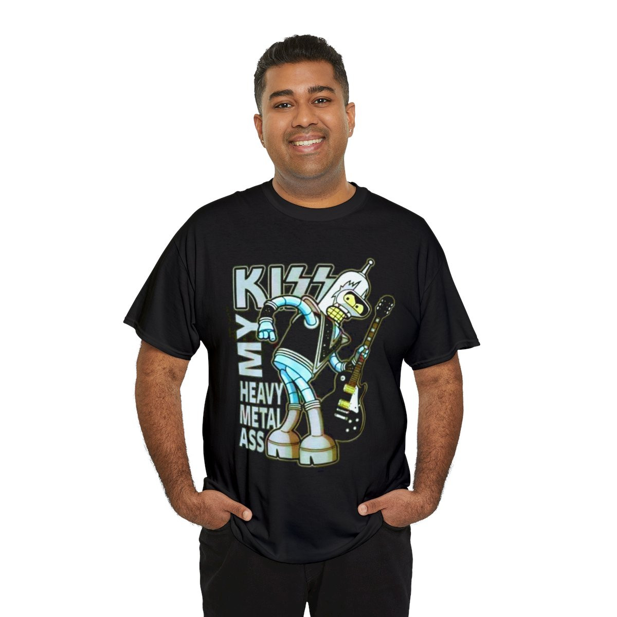 Futurama Bender Ace Frehley Kiss my Heavy metal unisex Short Sleeve Tee