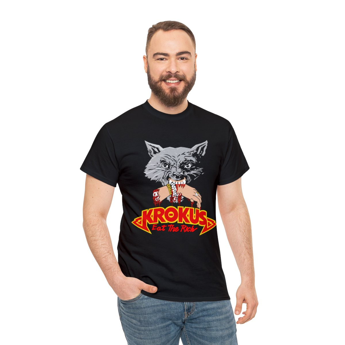 KROKUS eat the rich Heavy Metal Unisex Heavy Cotton Tee