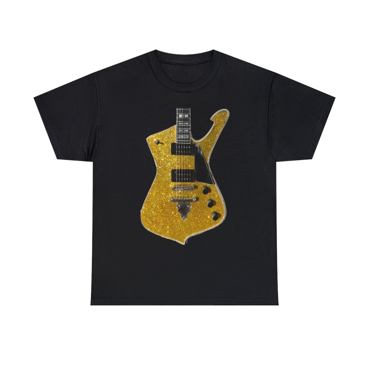 KISS Paul Stanley Gold Glitter Iceman Guitar Men's Short Sleeve T Shirt