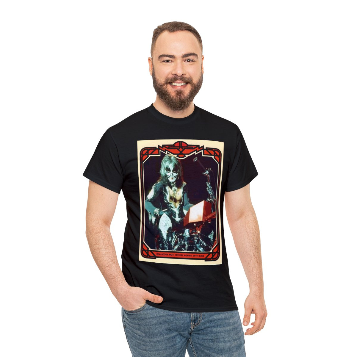 KISS Card Peter Criss On The Chopper Unisex Heavy Cotton Tee