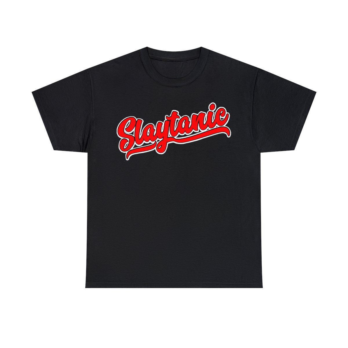 Slaytanic Baseball Team font Unisex Heavy Cotton Tee