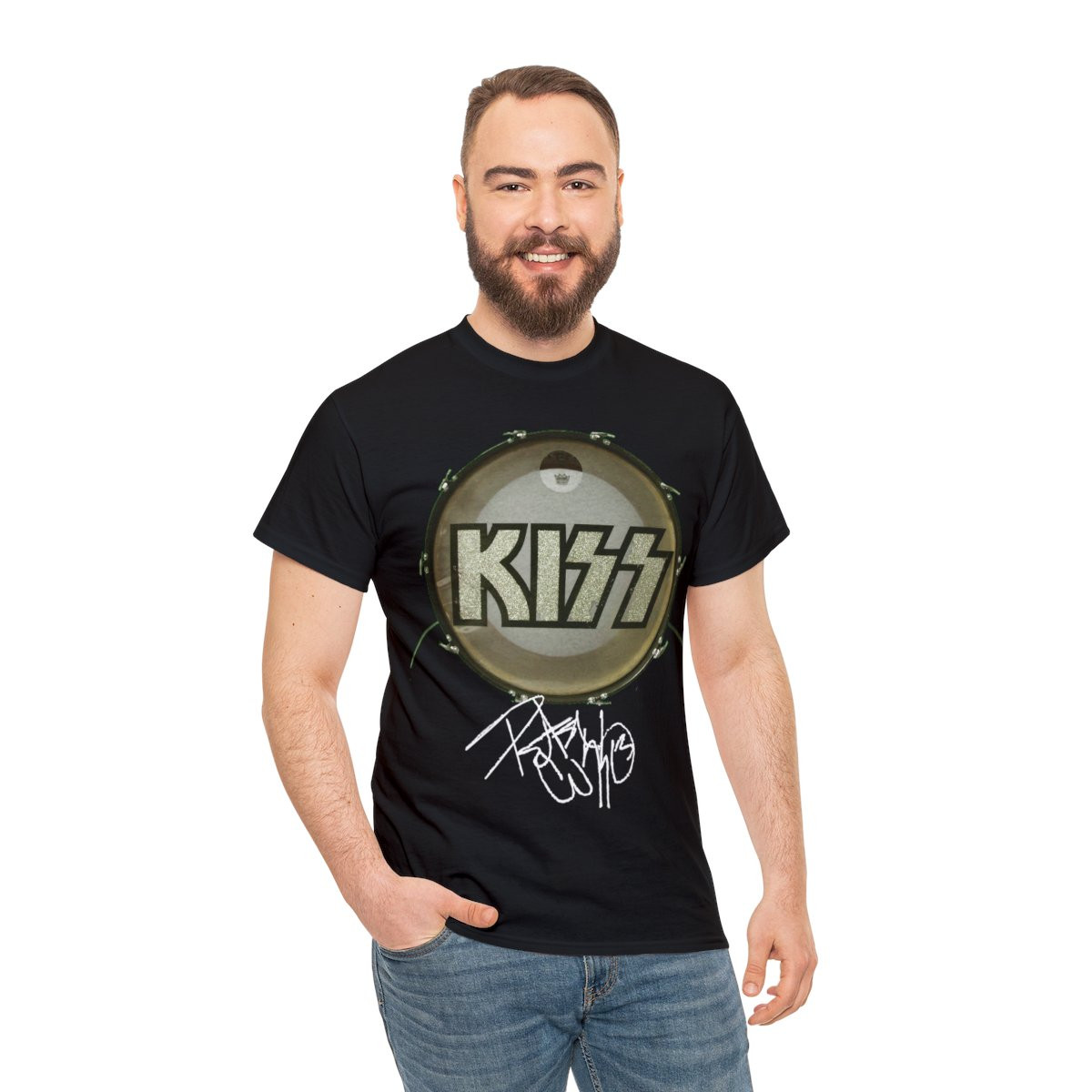 KISS Peter Criss' Bass Drum from the Early YearsUnisex Heavy Cotton Tee