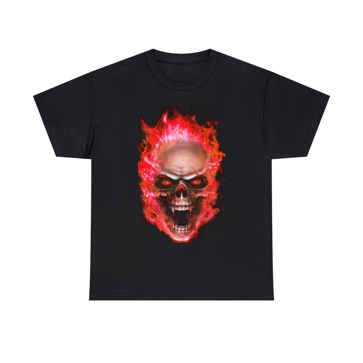 Flaming Demon Skull Red Short Sleeve Tee