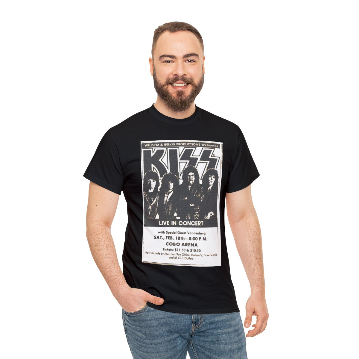 KISS Lick It Up Tour Advertisement Detroit '84 Unisex Heavy Cotton Tee