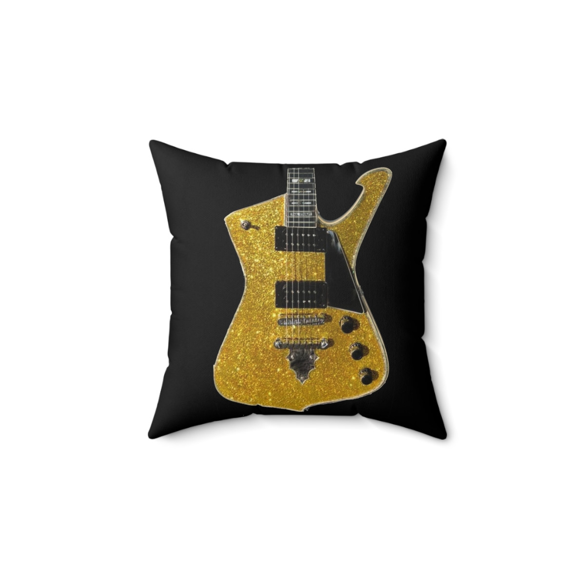 KISS Paul Stanley Ibanez Gold glitter Iceman Pillow Spun Polyester Square Pillow