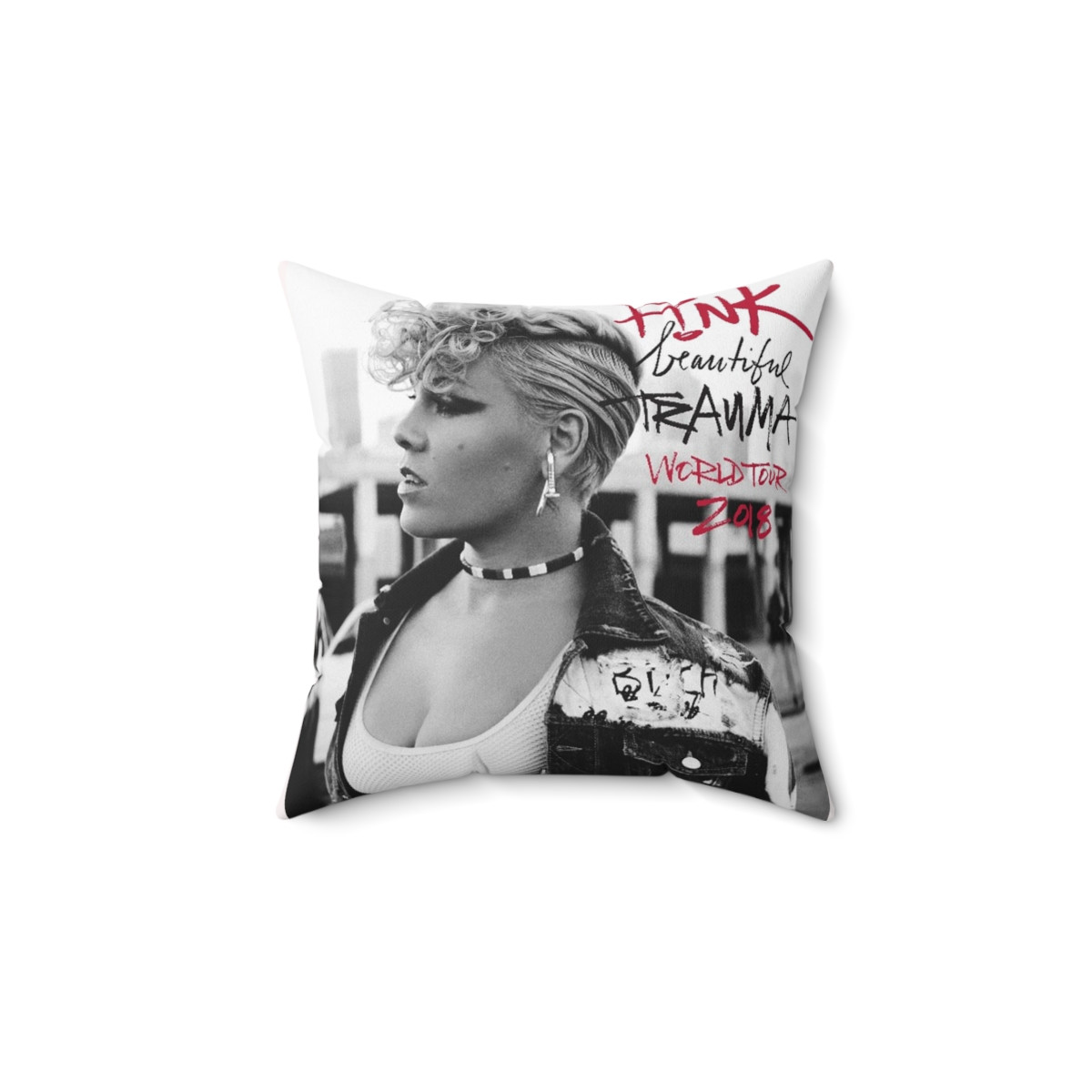 PINK Beautiful Trauma 2018 Spun Polyester Square Pillow
