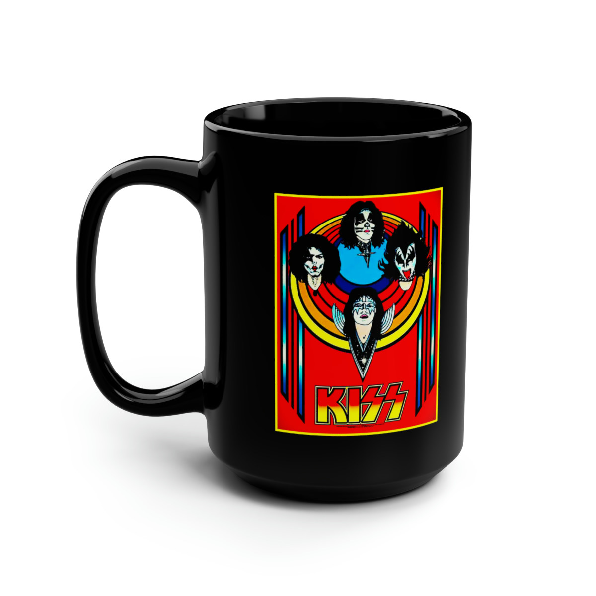 KISS Black Light Poster '75 Black Mug 15oz