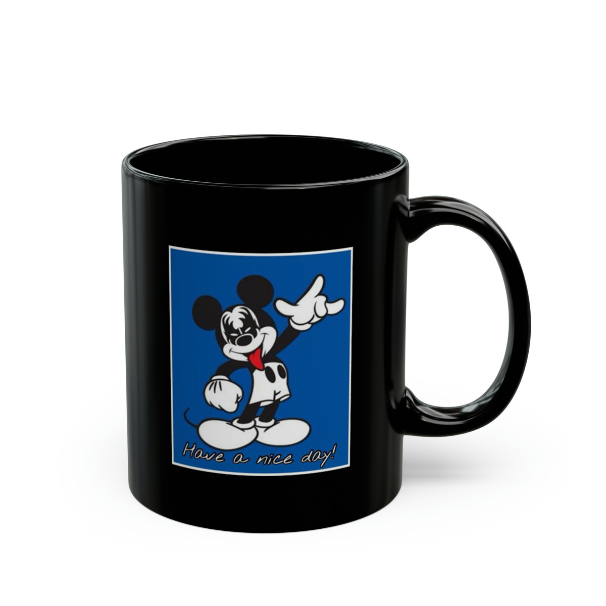 KISS FAN Mickey Mouse Black mug 11oz