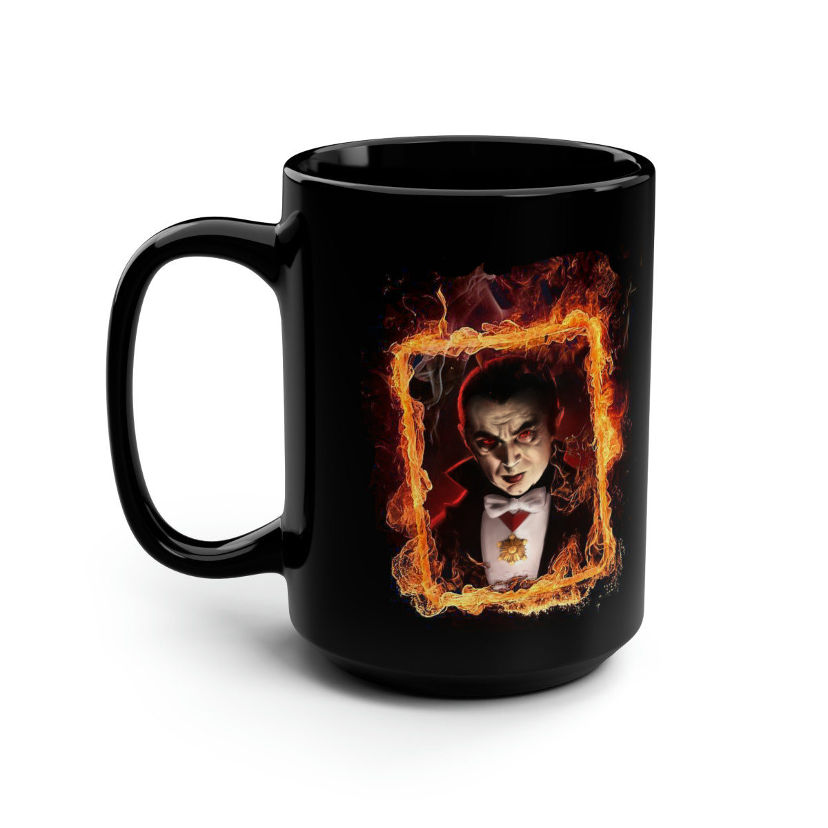 Flame Framed Monster Dracula Black Mug 15oz