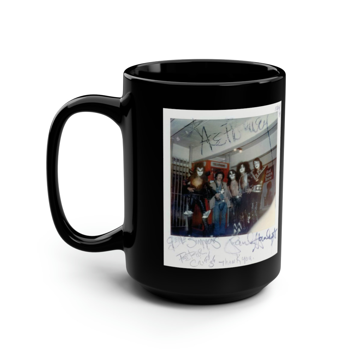 KISS Autographed Polaroid '74 Black Mug 15oz