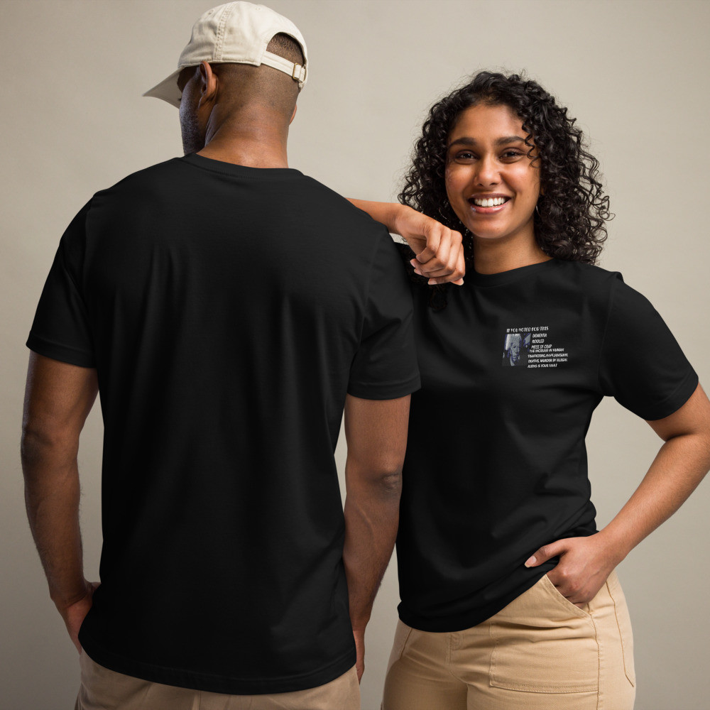 Biden to blame for illegals white print Unisex t-shirt