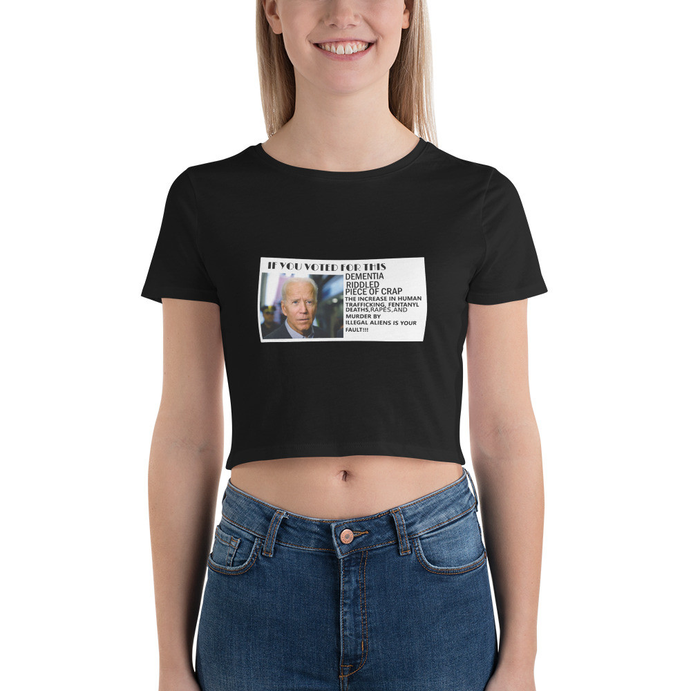 Blame biden 4 illegals crime black print Women’s Crop Tee