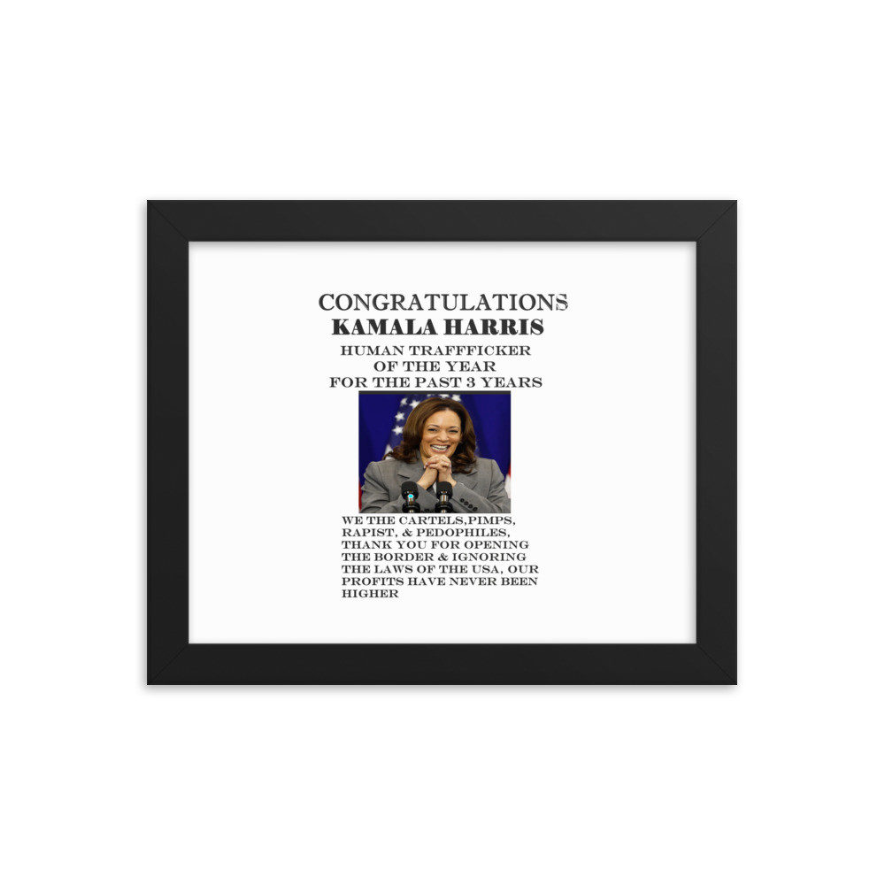 kamala harris trafficker of the yr( clear) Framed photo paper poster