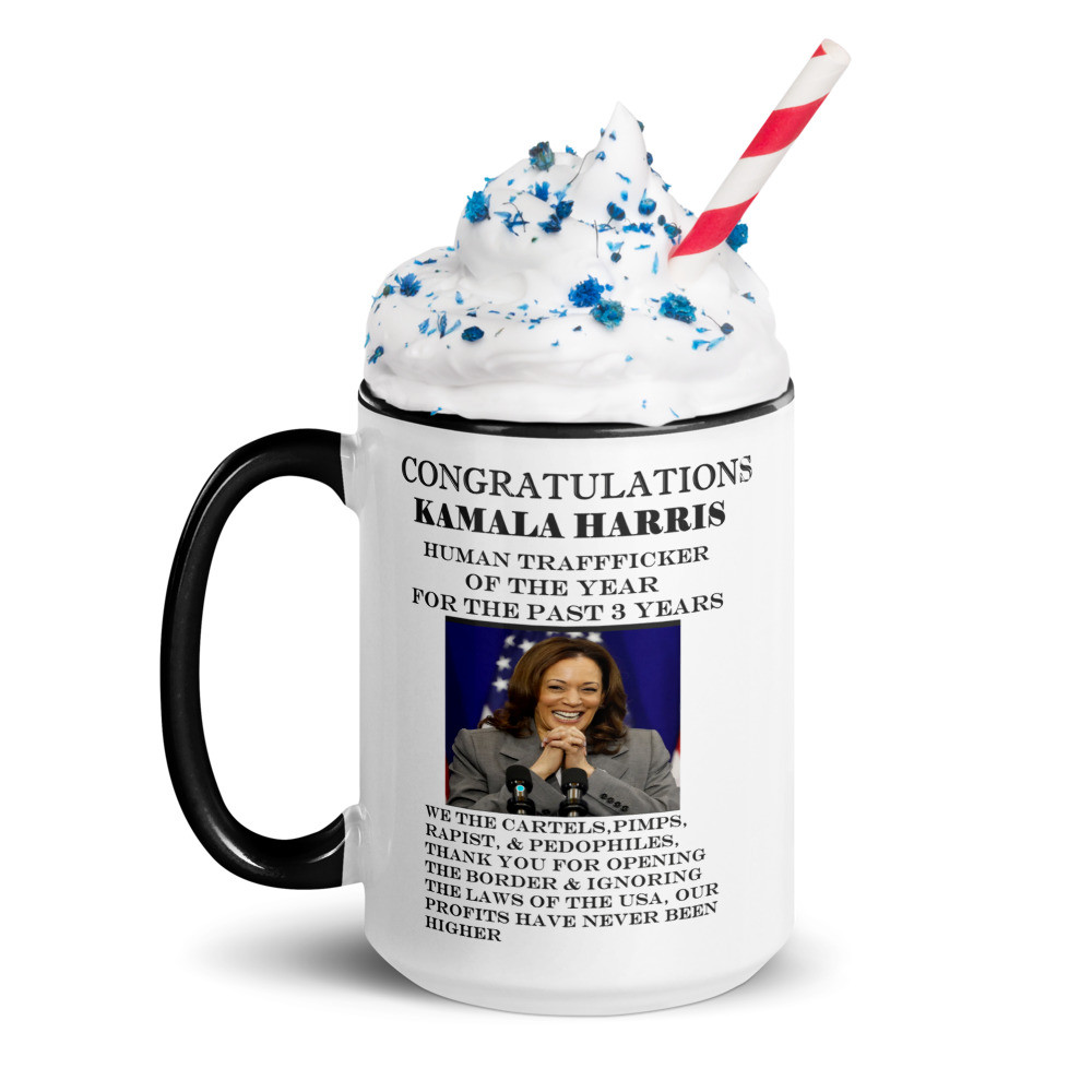 kamala harris trafficker of the yr( clear) Mug with Color Inside