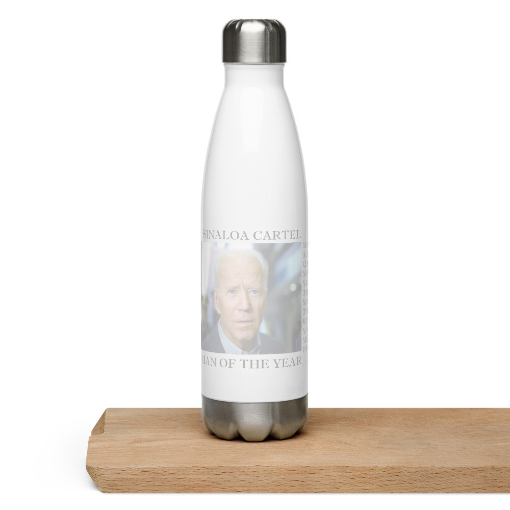 Biden man of the yr cartel Stainless steel water bottle