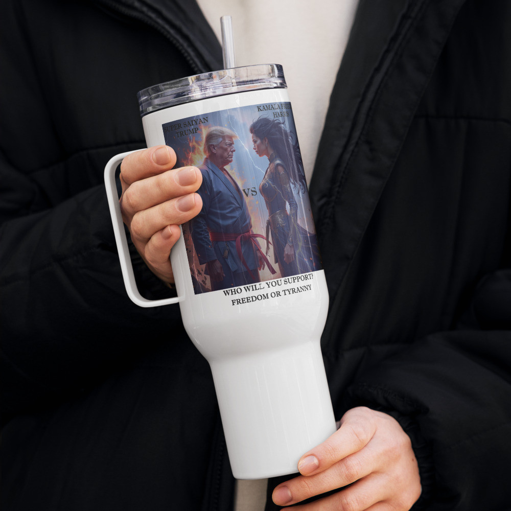 Trump v Harris Travel mug with a handle