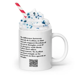 White glossy mug Leftist V Liberal