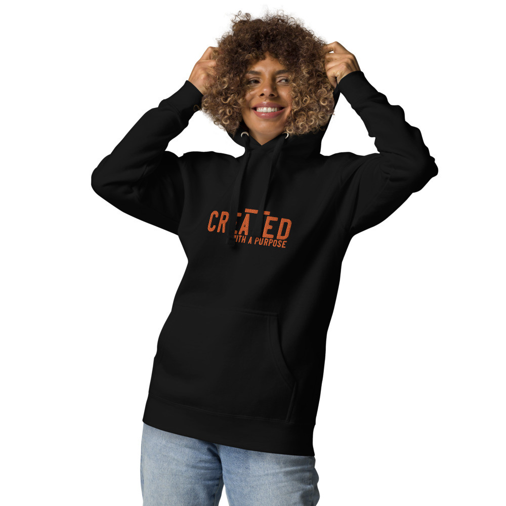 Orange on Black - Created for a Purpose - Unisex Hoodie
