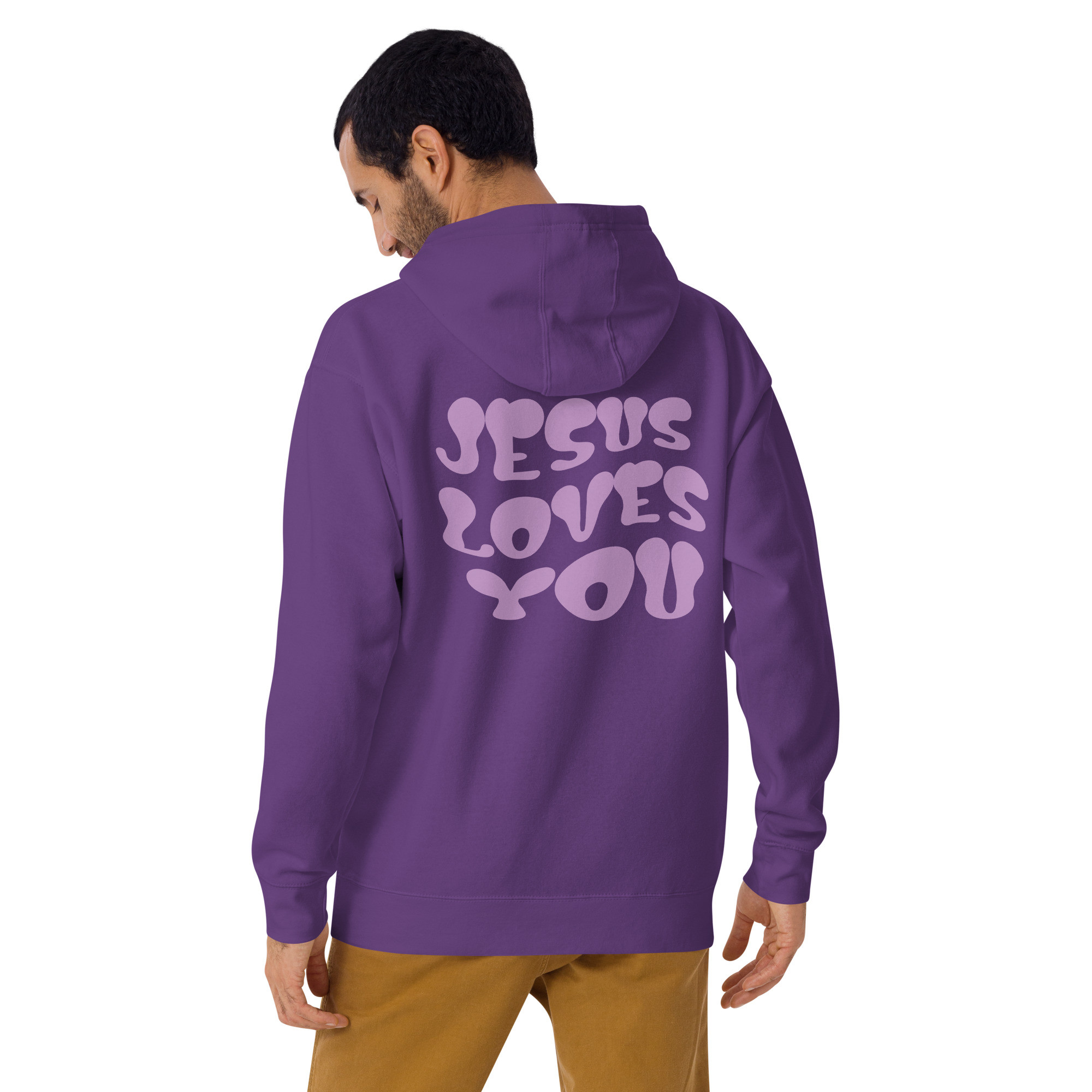 Jesus Loves You Hoodie Purple - Christian Hoodie for Men and Women
