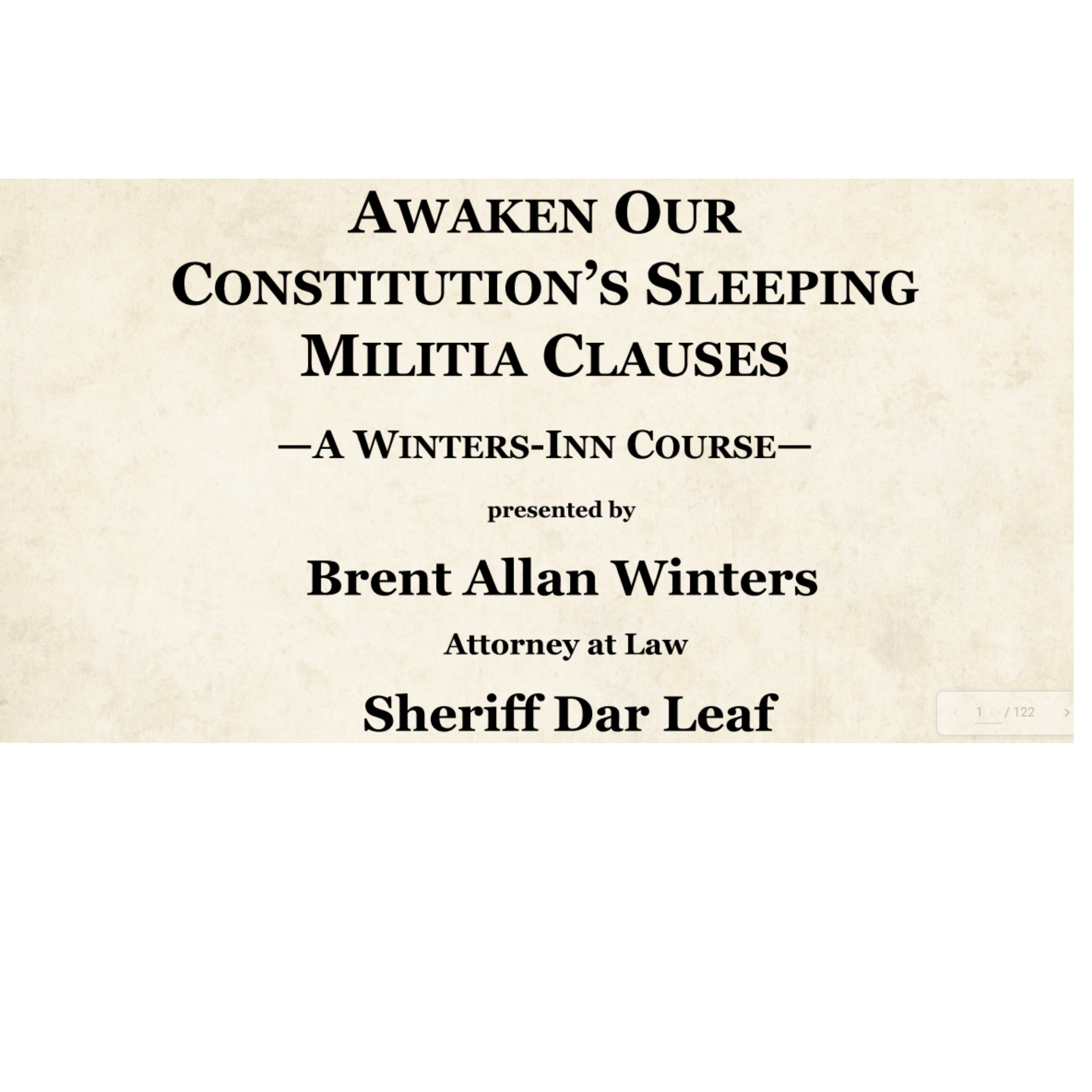 Awaken Our Sleeping Militia Clauses Course