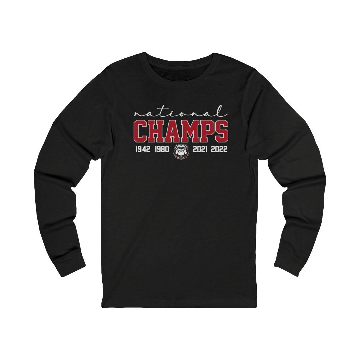 National Champs Long Sleeve T-Shirt | Red White Black Print | Unisex Long Sleeve Tee
