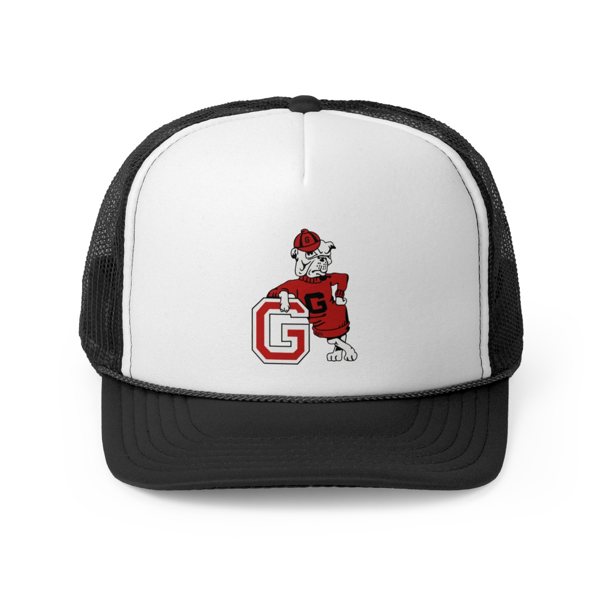 Retro G Bulldog Trucker Hat | Red Black Print | Trucker Caps