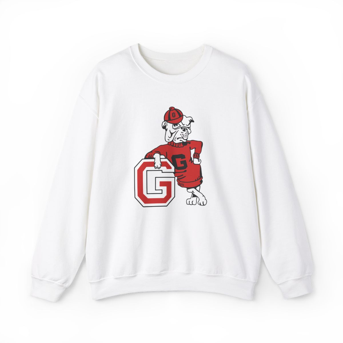 Retro G Bulldog Sweatshirt | Red Black White Print | Unisex Crewneck Sweatshirt