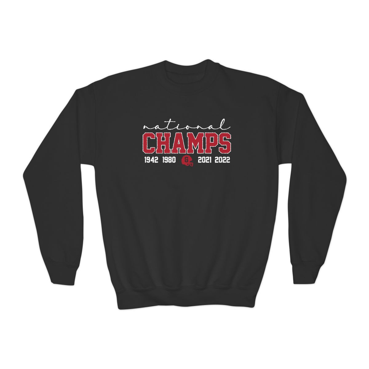 YOUTH National Champs Sweatshirt | Red White Print | Youth Crewneck Sweatshirt