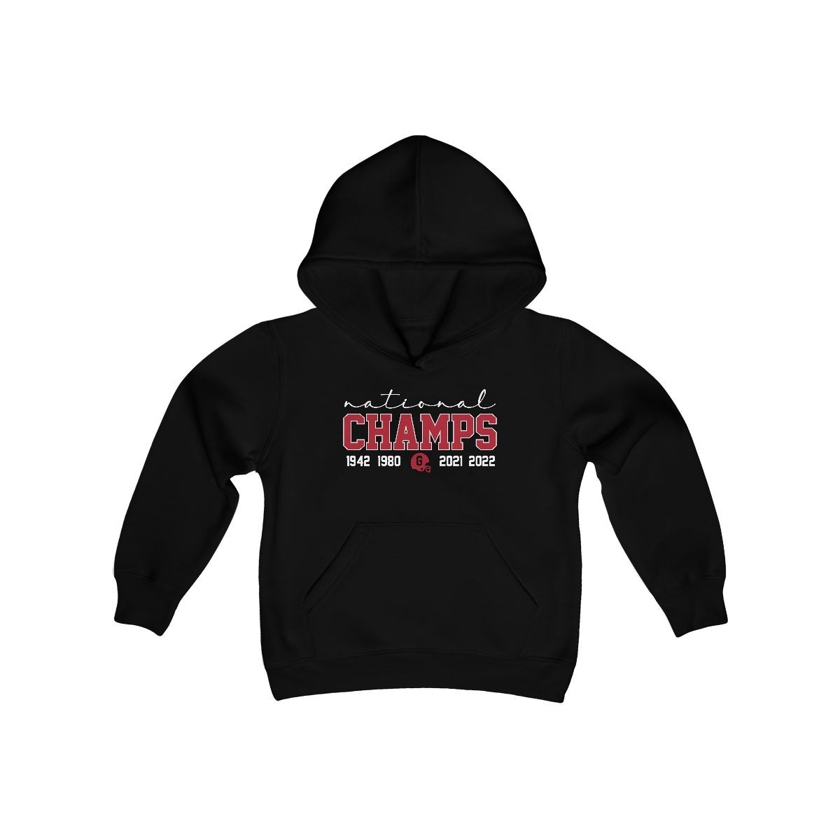 YOUTH National Champs Hoodie | Red White Print | Youth Heavy Blend Hooded Sweatshirt