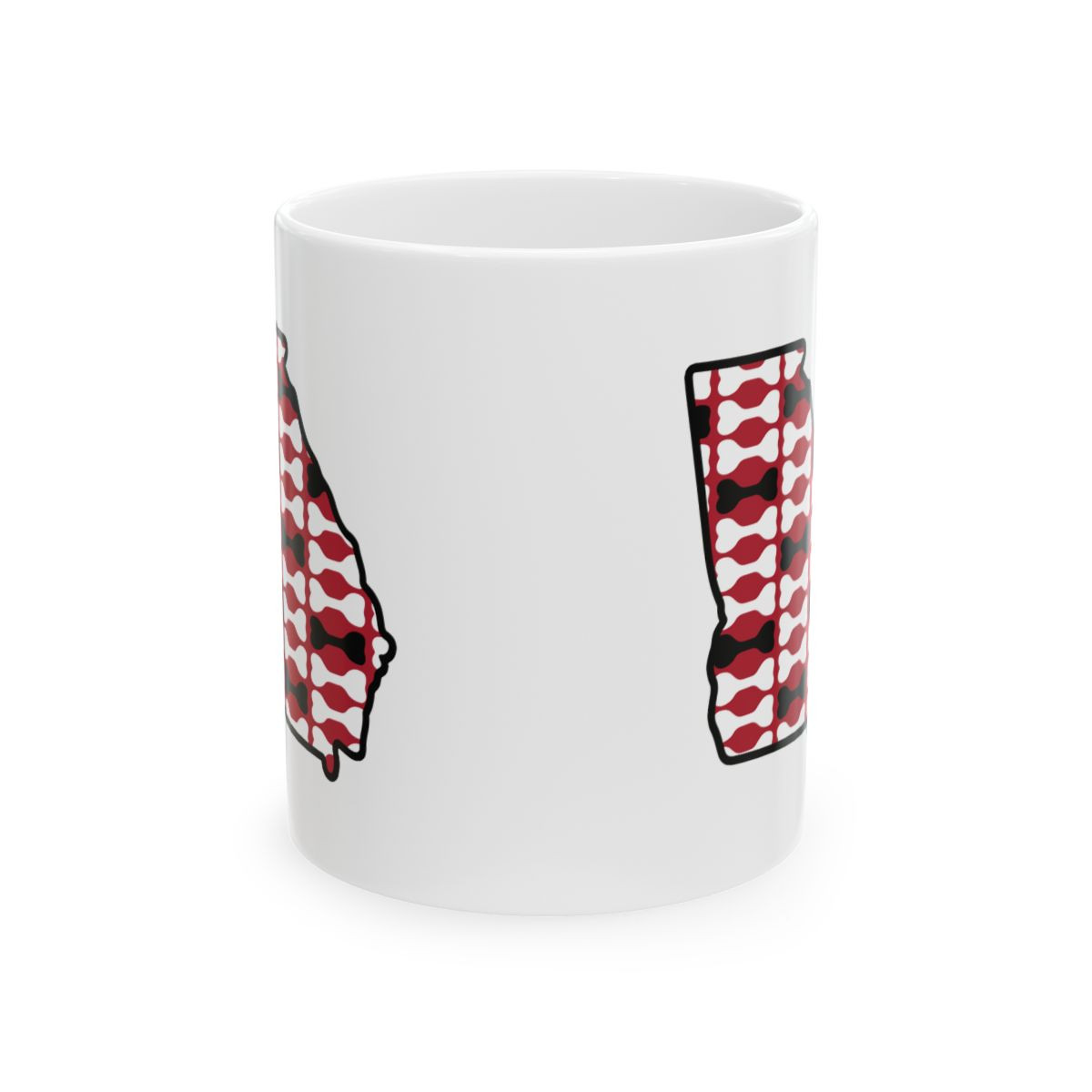 GA Helmet Bones 11 oz White Mug | Red Black Print | Ceramic Mug 11oz