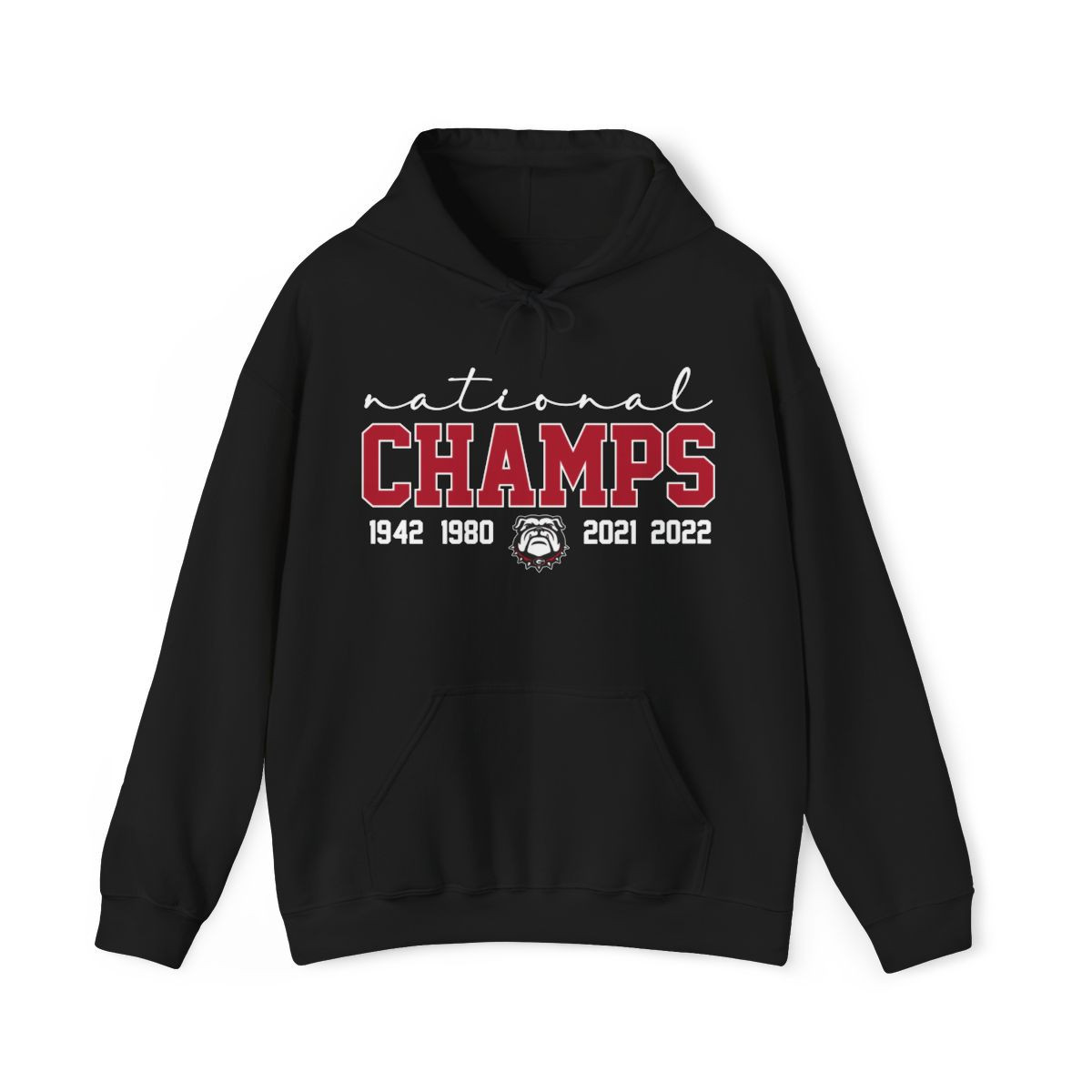 National Champs Hoodie | Red White Black Print | Unisex Heavy Blend Hooded Sweatshirt