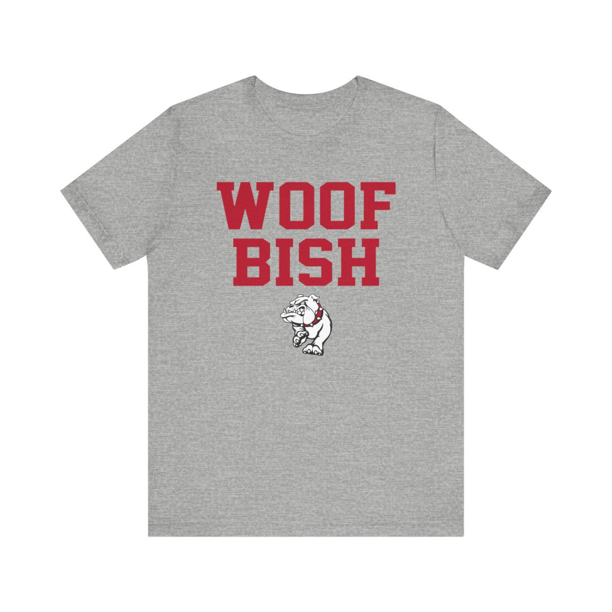 Woof Bish T-Shirt | Red White Black Print | Unisex Short Sleeve Tee