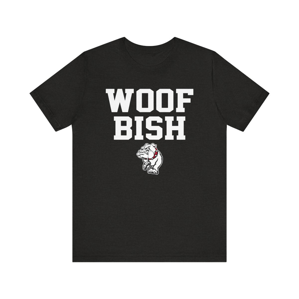 Woof Bish T-Shirt | White Red Print | Unisex Short Sleeve Tee